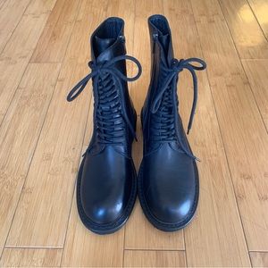 Ann Demeulemeester Black Lace-up Combat Boots Size 38